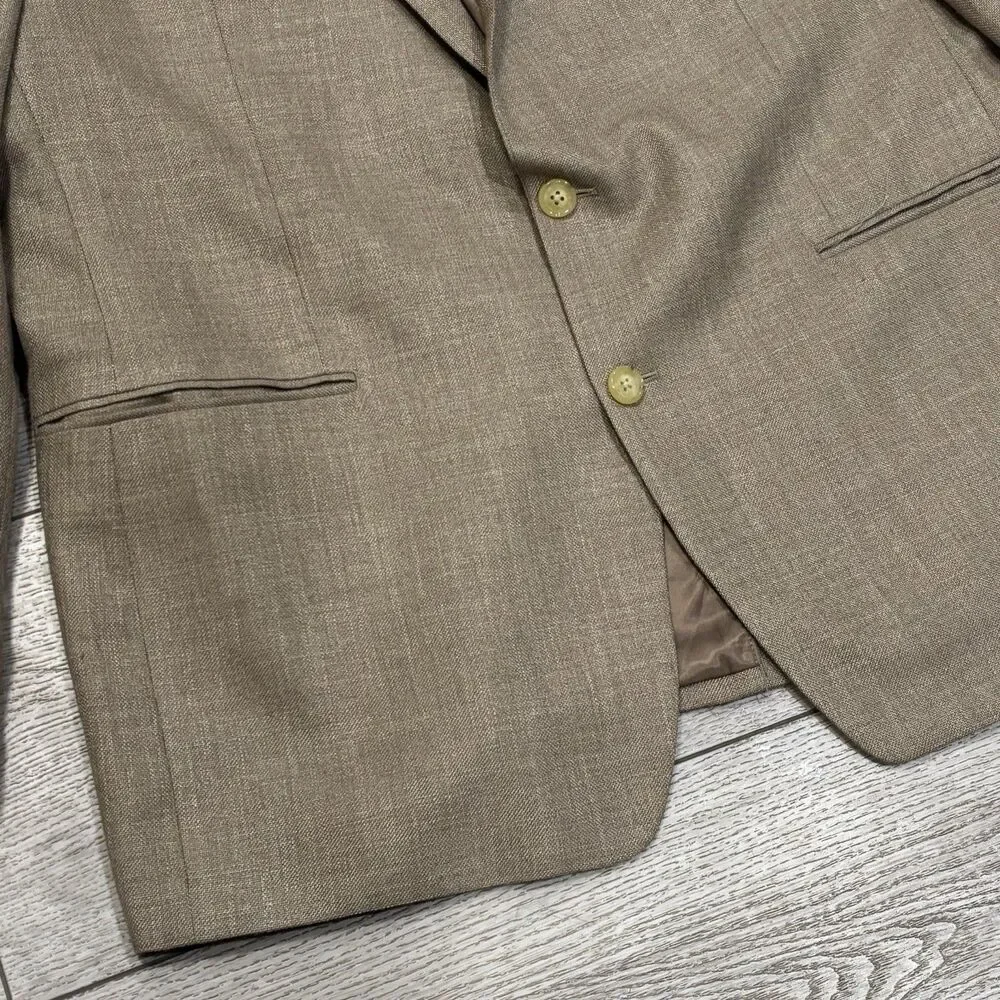 Vintage Lauren Ralph Lauren Jacket Men's 46L‎ Brown Blazer Linen Poly Blend